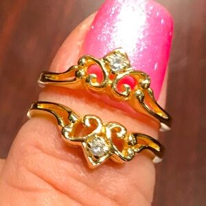 Fleur De Lis Wedding Ring Enhancer/Guard 14 Karat Gold w/ Diamond accents sz 6